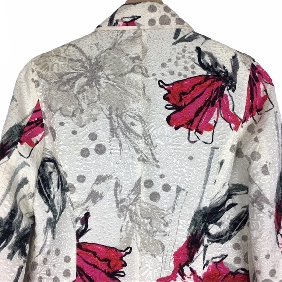 CHICOS Blazer Jacket Silk Floral Leopard Animal Print Beads Sequins Size 0 Small - Picture 5 of 11